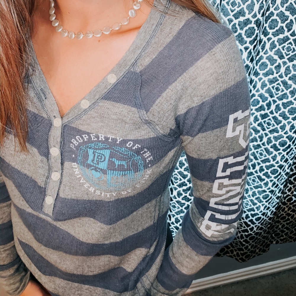 PINK blue striped shirt